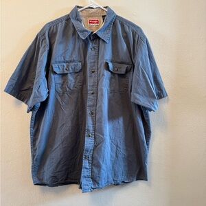 Wrangler Men's Short Sleeve Button-Up Shirt - Blue/Grey XL
